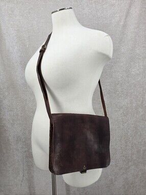 Handmade Vintage Brown Leather Crossbody Messenger Bag